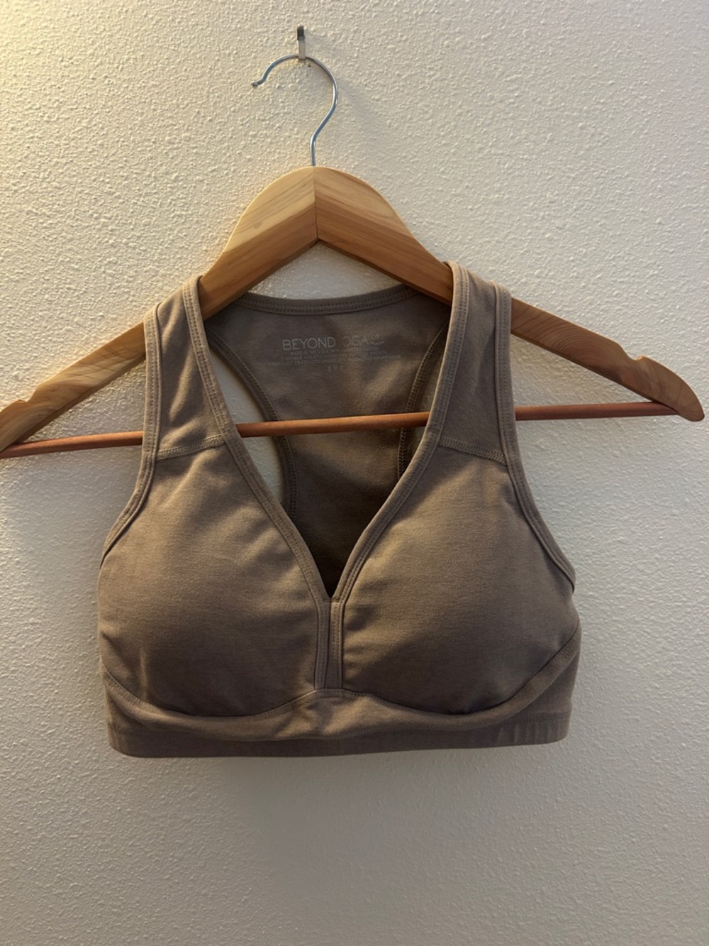 Beyond Yoga Taupe lift your spirits  V-Neck Sports Bra S